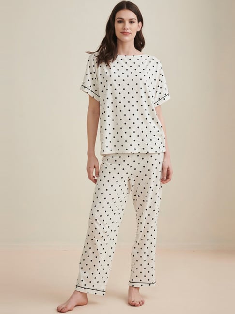 Womens white cotton online pyjamas