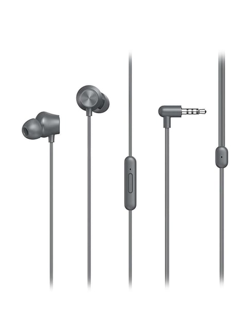 DIZO Earphones with HD Mic, Wired headset (Grey, In The Ear) (By realme techLife)