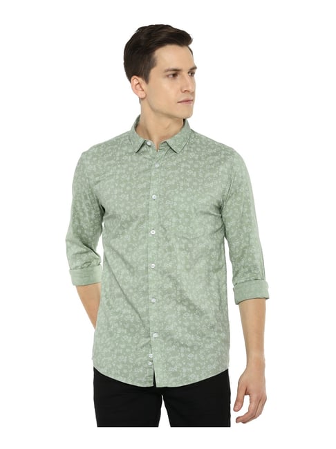 Louis Philippe - Men's Long Sleeve Button Down Shirt - Green