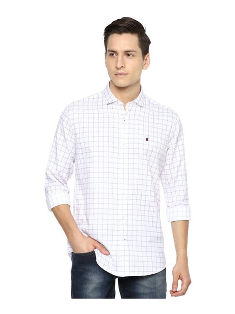 Buy Louis Philippe White Cotton Slim Fit Checks Shirts for Mens Online @  Tata CLiQ