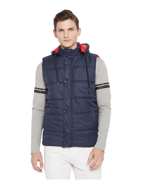 Okane Navy Sleeveless Hooded Jacket