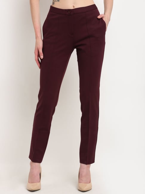 Lycra Cotton Coffee Color Women Pants – Stilento
