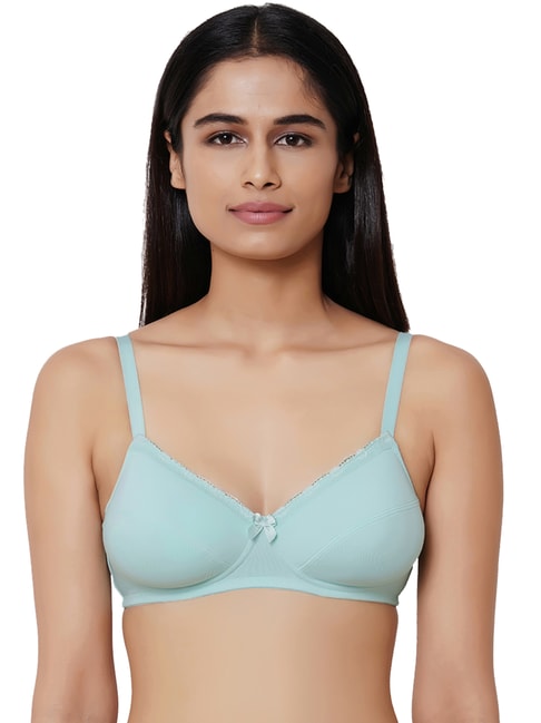 Wacoal Essentials Non-Padded Non-Wired 3/4Th Cup Cotton Solid Everyday Comfort Bra - Green Price in India
