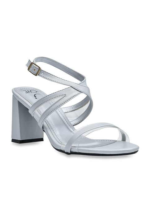 Jove Women's Silver Ankle Strap Sandals