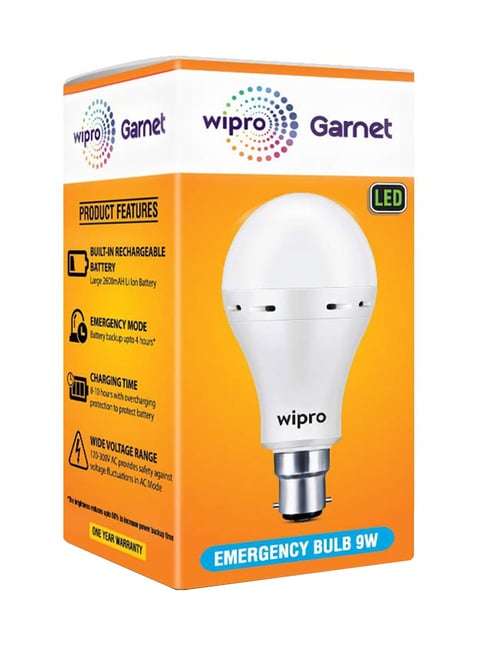 wipro garnet 9w emergency led bulb 6500k cdl 150 g