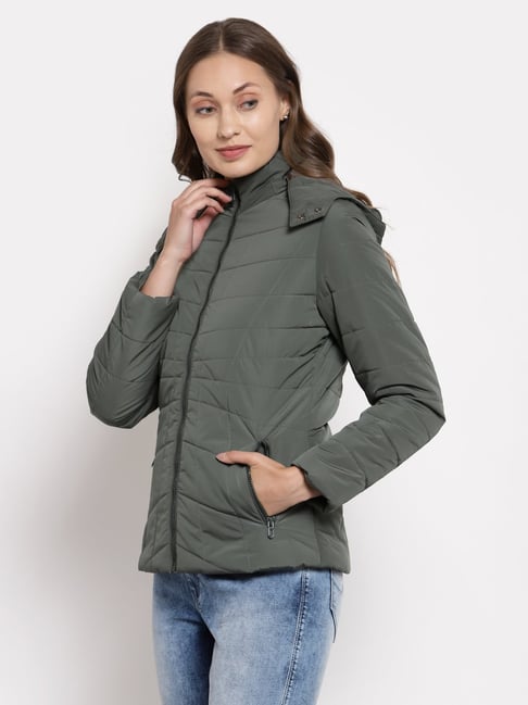 Buy Juelle Green Full Sleeves Hooded Jacket for Women s Online Tata CLiQ