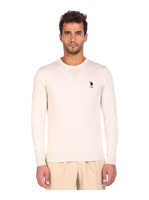 U S Polo Assn U.S. Polo Assn. Off White Round Neck Sweater