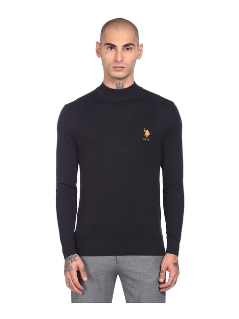 U S Polo Assn U.S. Polo Assn. Black Mock Collar Sweater