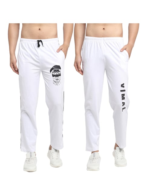 Vimal Jonney White Printed Trackpants - Pack of 2