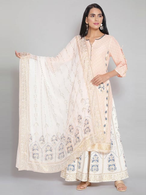 Aurelia White Printed Dupatta