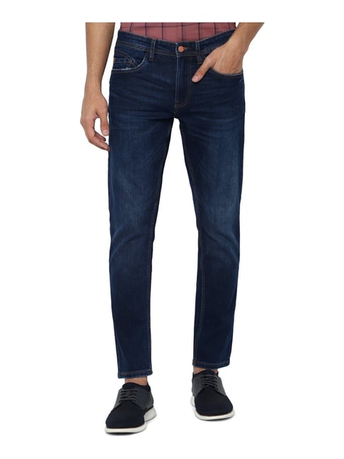 Allen Solly Jeans Navy Cotton Slim Fit Jeans