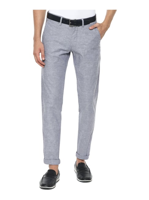 Buy Men Grey Slim Fit Solid Flat Front Formal Trousers Online - 764243 | Louis  Philippe