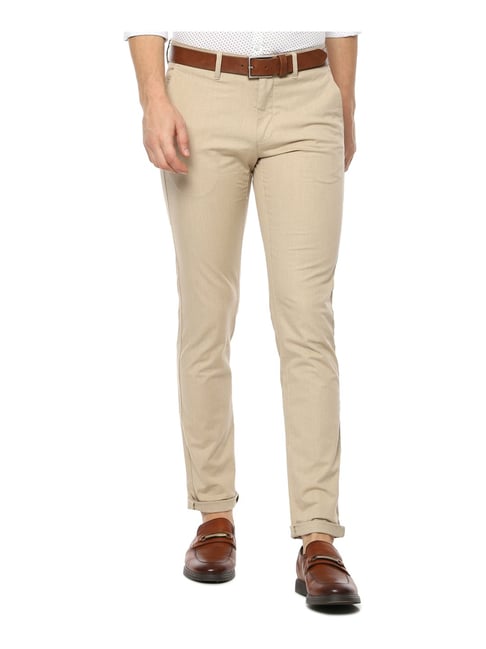 Van Heusen Sport Beige Cotton Slim Fit Trousers