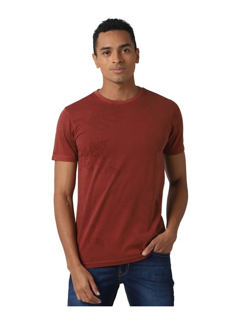 Buy Peter England Jeans Maroon Cotton 
