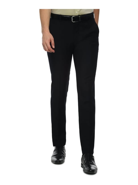 Louis Philippe Black Slim Fit Flat Front Trousers-picture-19