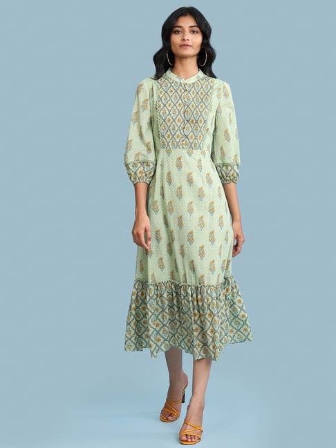 aarke Ritu Kumar Green Floral Dress Price in India