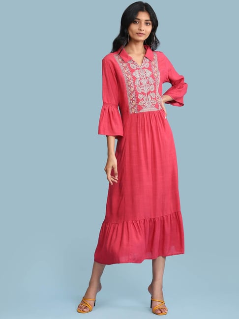 aarke Ritu Kumar Pink Embroidered Dress Price in India