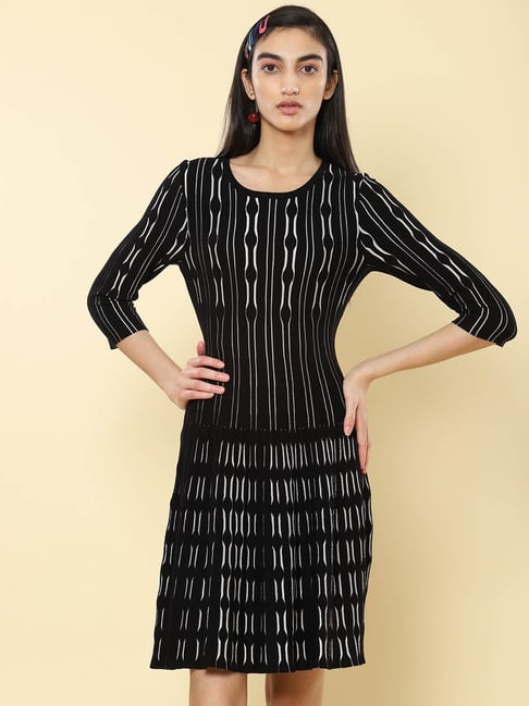 Label Ritu Kumar Black Printed Dress