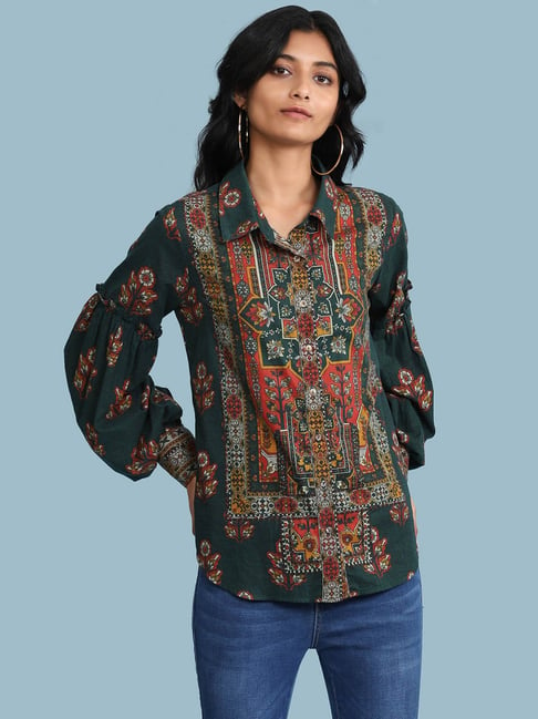 aarke Ritu Kumar Green Floral Top Price in India