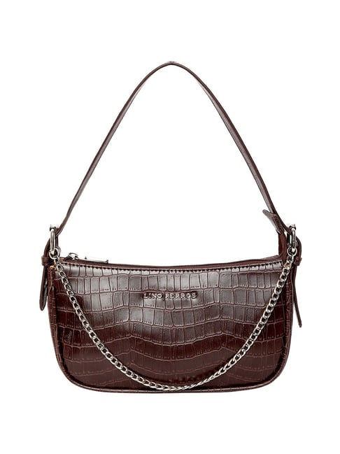 Buy Lino Perros Brown Textured Medium Shoulder Handbag For Women