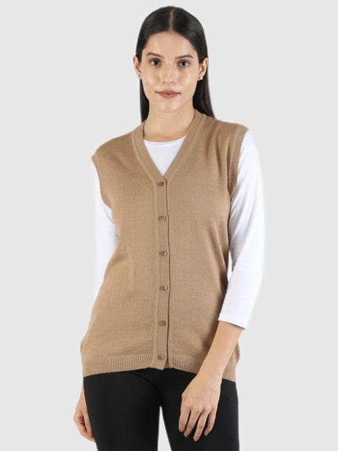 Monte Carlo Brown Sleeveless Cardigan