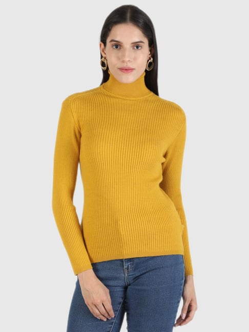 Monte Carlo Turtleneck Buy Online Monte Carlo Yellow Self Design
