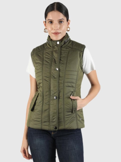 Buy Monte Carlo Olive Sleeveless Jacket for Women's Online Tata CLiQ