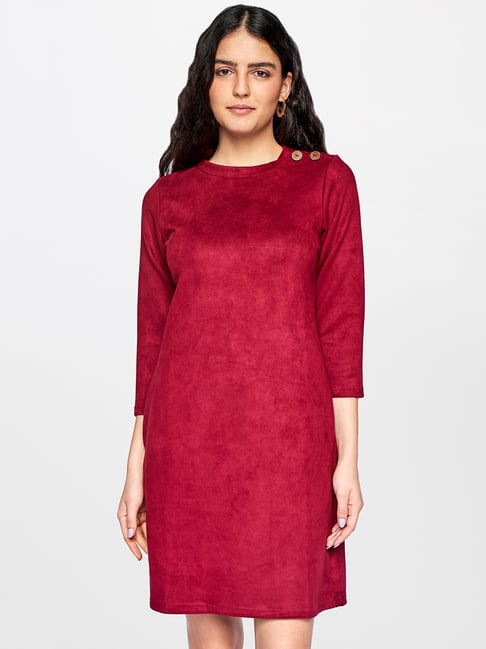 AND Red Midi Shift Dress Price in India