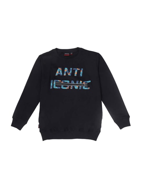 Gini & Jony Kids Navy Cotton Printed Sweatshirt