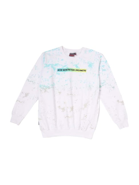 Gini & Jony Kids White Cotton Printed Sweatshirt