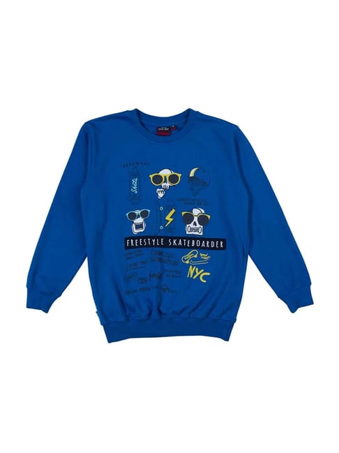 Gini & Jony Kids Navy Cotton Printed Sweatshirt