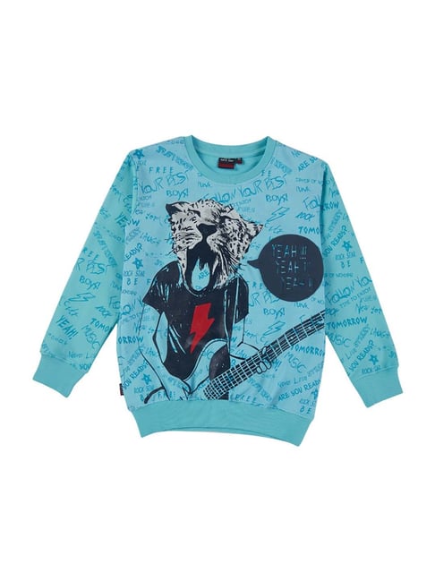 Gini & Jony Kids Blue Cotton Printed Sweatshirt