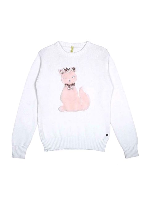 Gini & Jony Kids White Printed Sweater