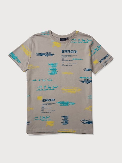 Gini & Jony Kids Grey Cotton Printed T-Shirt