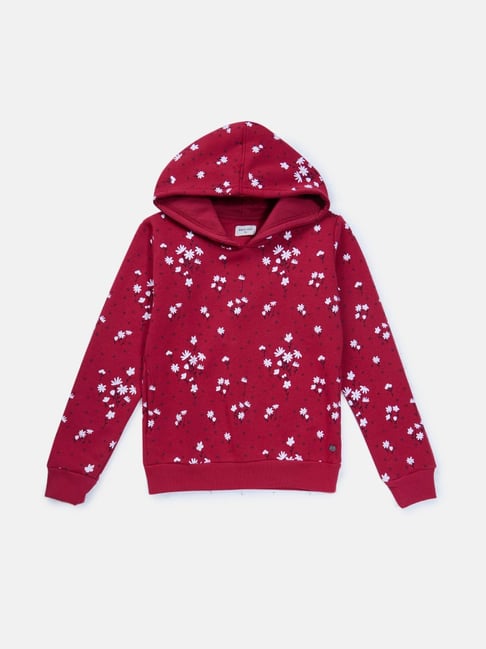 Gini & Jony Kids Pink Cotton Printed Hoodie