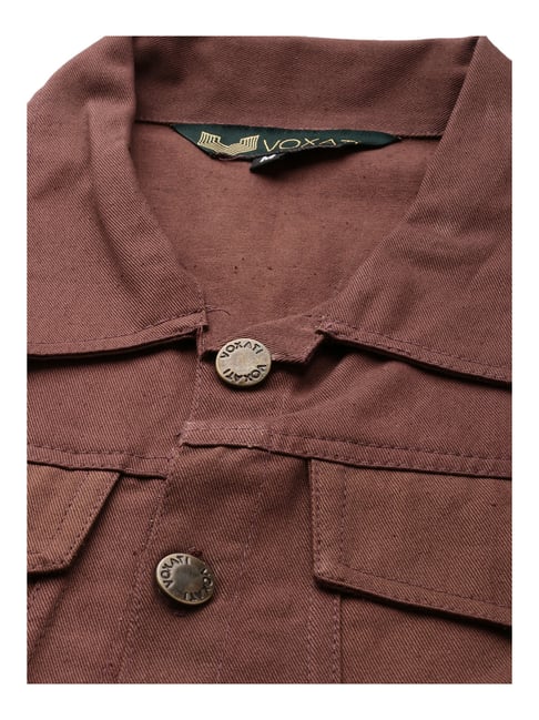 Buy VOXATI Dark Maroon Full Sleeves Shirt Collar Denim Jacket for Men's  Online @ Tata CLiQ