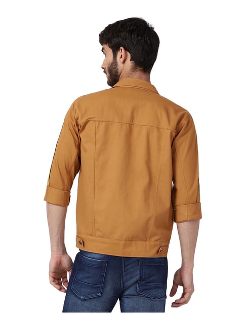 Buy OJASS Full Sleeve Solid Men Denim Jacket (Khaki) Online at Best Prices  in India - JioMart.
