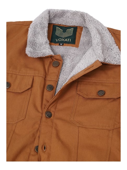 Buy VOXATI Khaki Full Sleeves Shirt Collar Denim Jacket for Men's Online @ Tata  CLiQ
