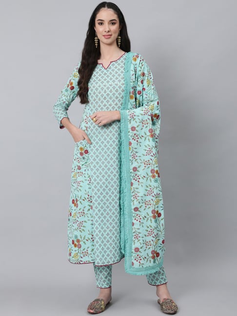 Anubhutee Green Printed Kurta Pant Set Price in India