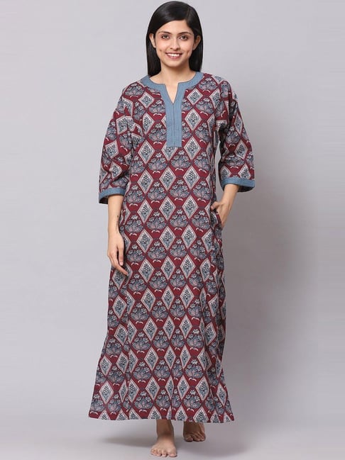 Biba Maroon Printed Nighty