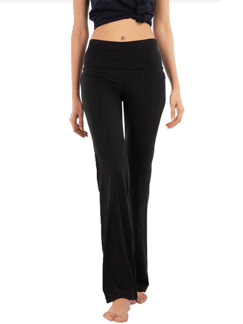 Buy Popular Basics Women's Cotton Yoga Pants With Fold Down Waist  (XXX-Large, 2 Pack: Black & Black/Red Coral) Online at desertcartINDIA