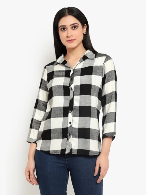 Buy Ayaany Black White Check Shirt for Women's Online Tata CLiQ