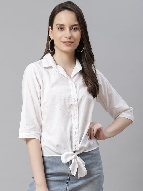 Ayaany White Printed Shirt Price in India