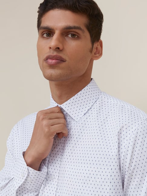 Buy WES Formals by Westside White Printed Relaxed Fit Shirt Online at ...