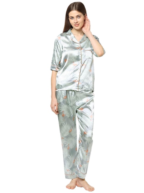 Sweet Dreams Grey Printed Shirt With Pyjamas