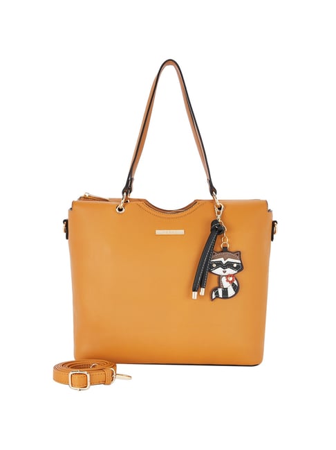 Buy CERIZ Felicia Timeless Yellow Solid Medium Tote Handbag For