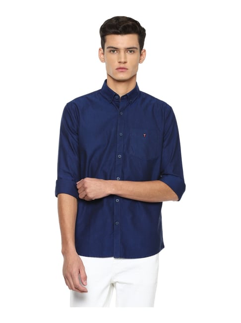 Buy Louis Philippe Blue Cotton Slim Fit Checks Shirts for Mens Online @  Tata CLiQ