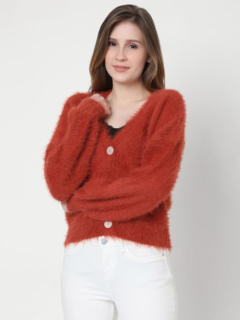 Vero Moda Red Regular Fit Cardigan