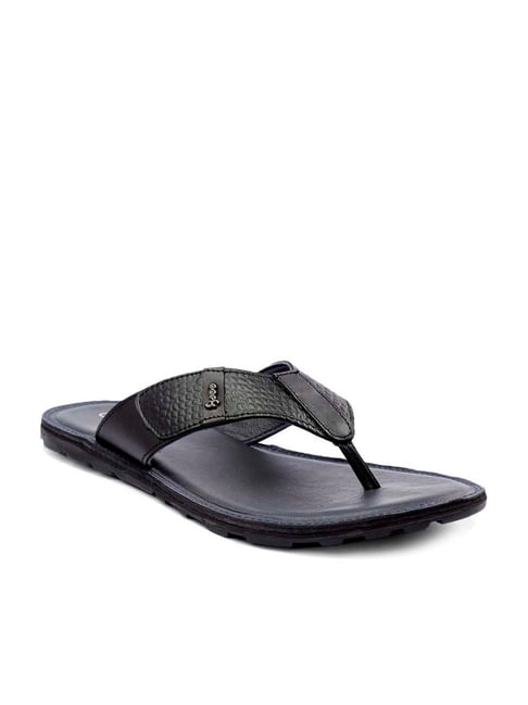 Black leather flip online flop sandals