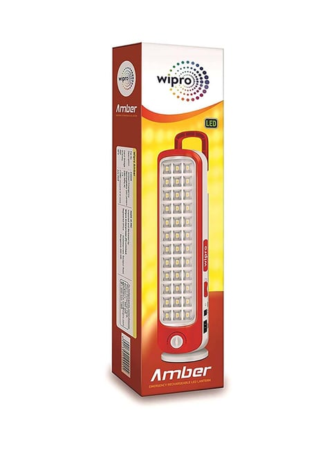 wipro amber rechargeable emergency led lantern red